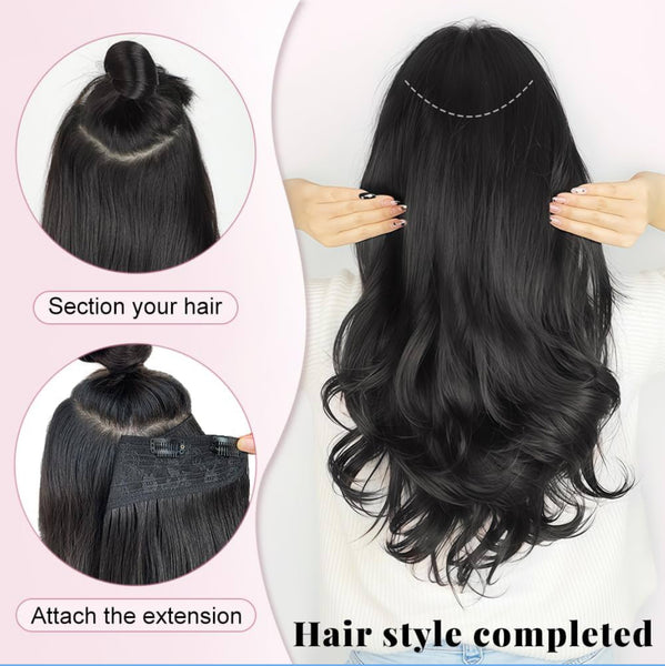 Virgin Natural Wavy Human Hair - 7 Pcs Clip-In Set